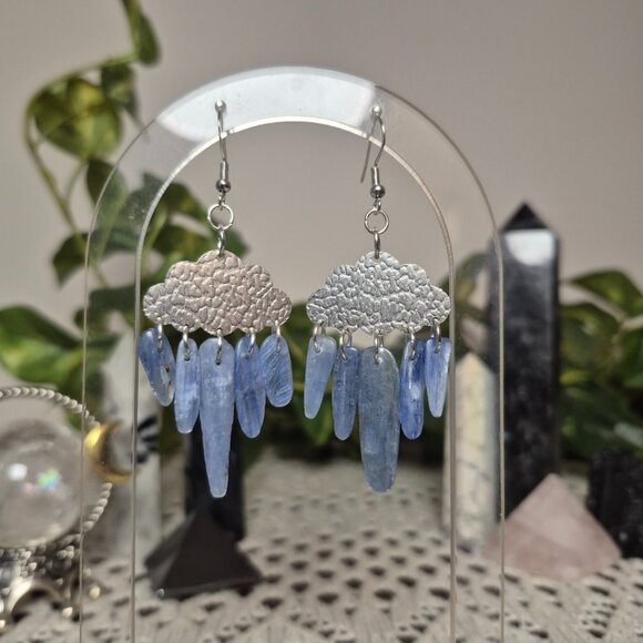 Kyanite Cloud Gemstone Earrings - Picture 1 of 7